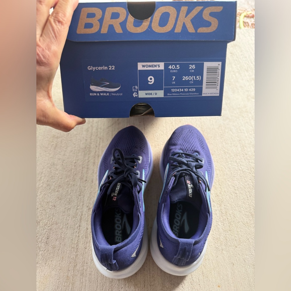 Brooks Blue Ribbon Peacoat Glycerin 22 Sneakers 9 Wide - Picture 4 of 11